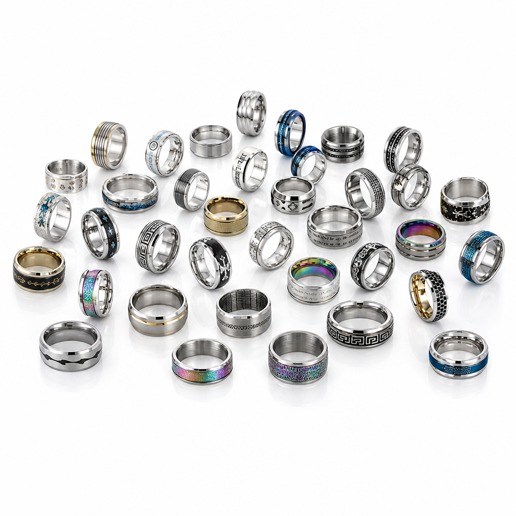 pack de 100 bagues inoxydables collection complète 