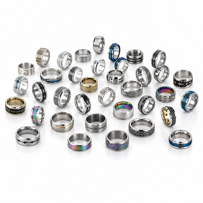 pack de 100 bagues inoxydables collection complète 