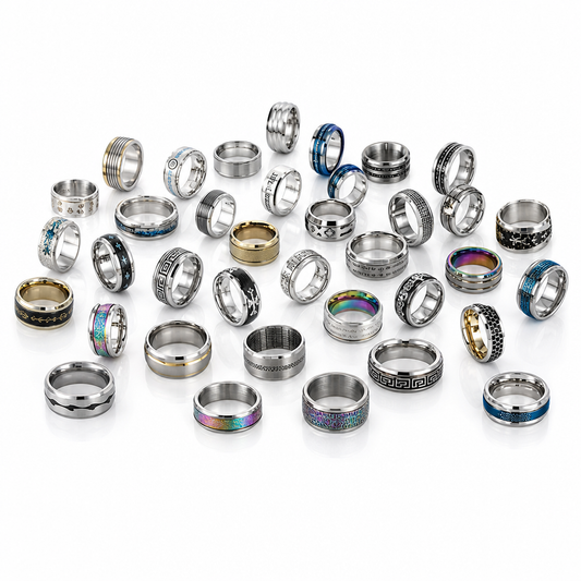 pack de 100 bagues inoxydables collection complète 