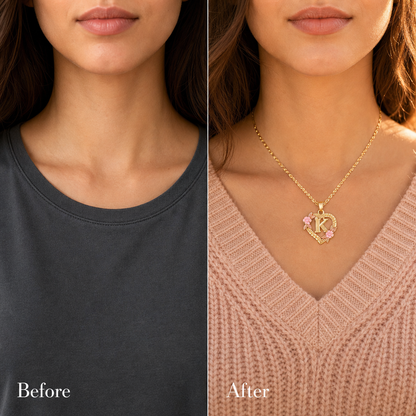 Collier Initiale Fleur
