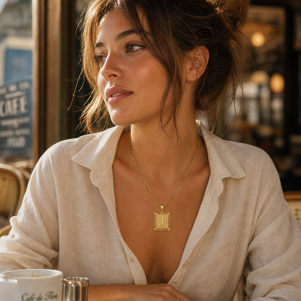 Collier Initiale Gaufrée